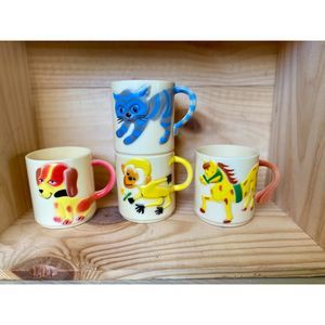 VTG Spenser Gifts Plastic Set of 4 Animal Mugs 3" H x 2.5" W Made in Hong Kong